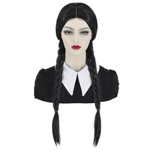 Women Black Braided Wig for Girls Long Braided Wig Black Cute Wigs Costume